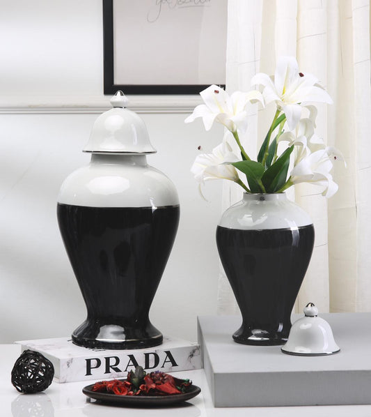 black and white Porcelain vase