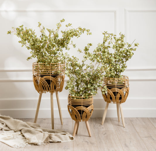 rattan standing planter