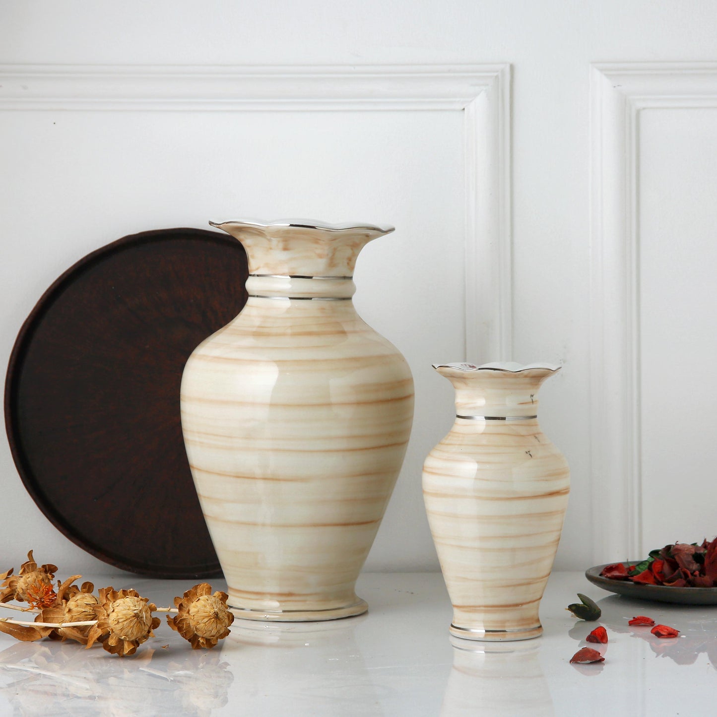 Porcelain marble color  vase set