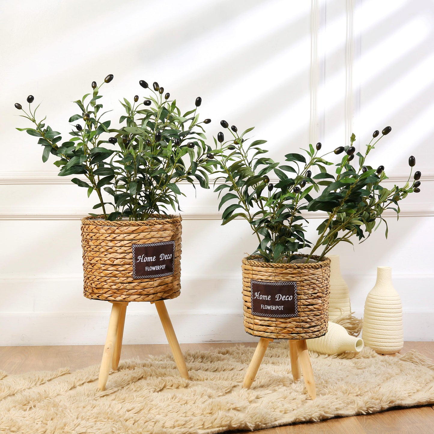 rattan standing planter