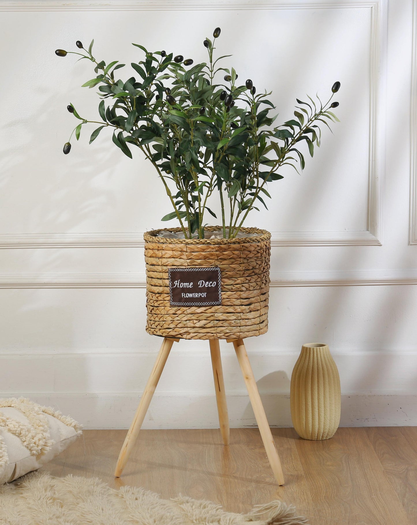 rattan standing planter